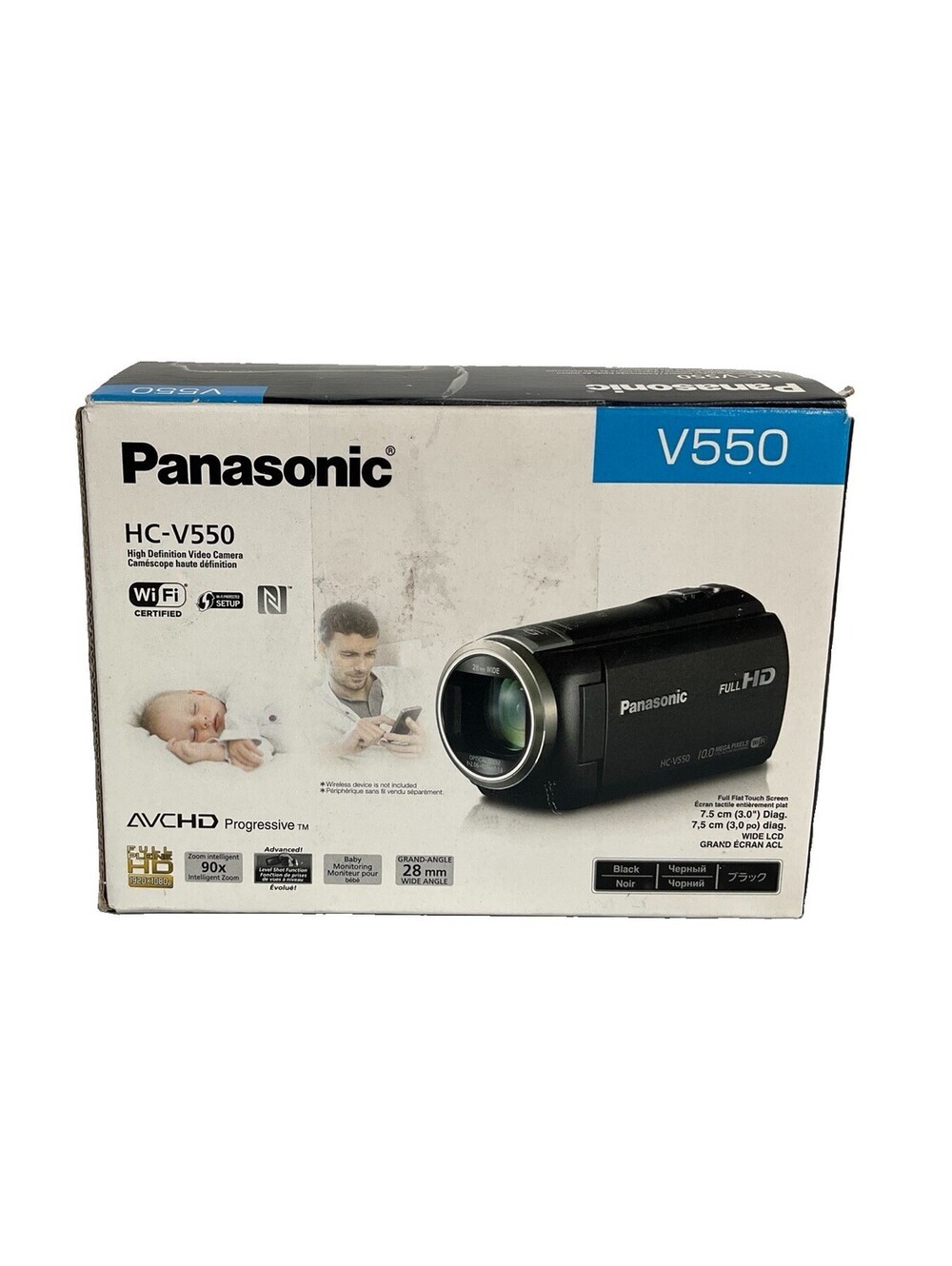 Panasonic HC-V550P Camcorder 10 MP Full HD WI-FI 90x Zoom Touch Screen - Black